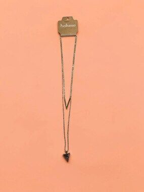 Bohme Boho Layered Gold Chain Necklace Chevron Bar & Geometric Gem Pendant